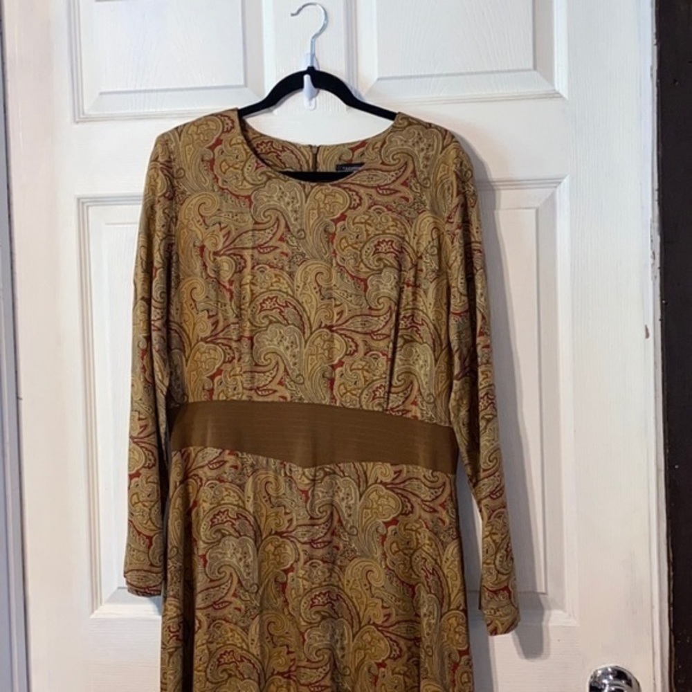 Paisley Maxi Dress in Tan and Red - Women's Long Sleeve